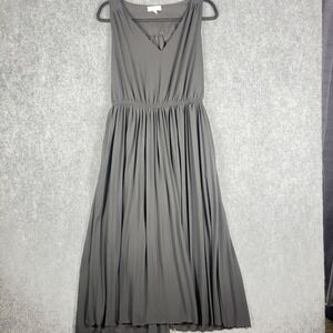 Sofia Jeans by Sofia Vergara Gray Pleated Midi Dress Sleeveless Elastic Waist M